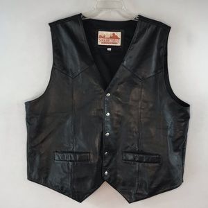 Saguaro West Black Genuine Leather Motorcycle or Western Vest 3XL